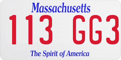 MA license plate 113GG3