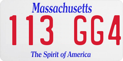 MA license plate 113GG4