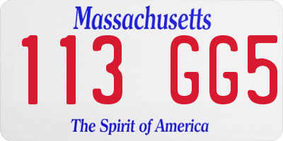 MA license plate 113GG5