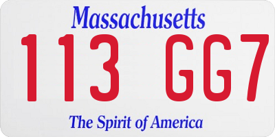 MA license plate 113GG7