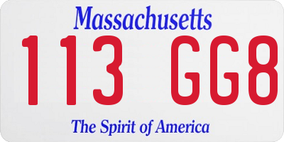 MA license plate 113GG8