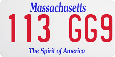 MA license plate 113GG9