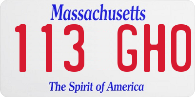 MA license plate 113GH0