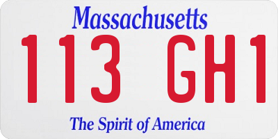 MA license plate 113GH1