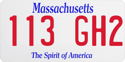 MA license plate 113GH2
