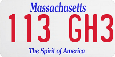 MA license plate 113GH3