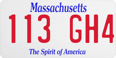 MA license plate 113GH4