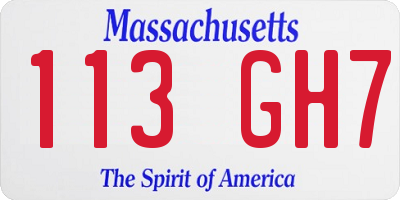 MA license plate 113GH7