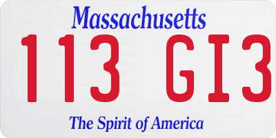 MA license plate 113GI3