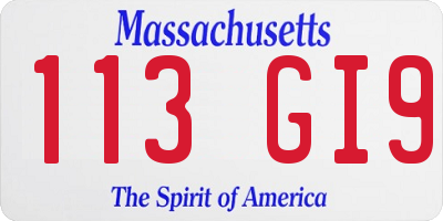 MA license plate 113GI9
