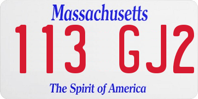 MA license plate 113GJ2