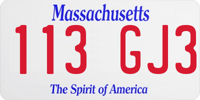 MA license plate 113GJ3