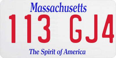 MA license plate 113GJ4