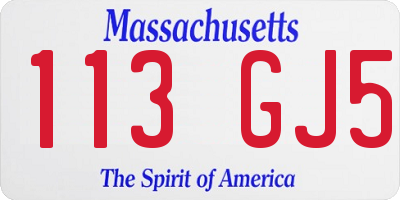MA license plate 113GJ5