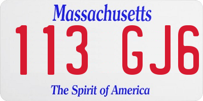 MA license plate 113GJ6