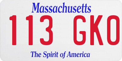 MA license plate 113GK0