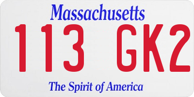 MA license plate 113GK2