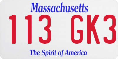 MA license plate 113GK3