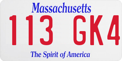 MA license plate 113GK4