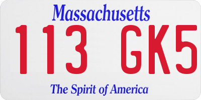 MA license plate 113GK5