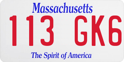 MA license plate 113GK6