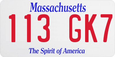 MA license plate 113GK7