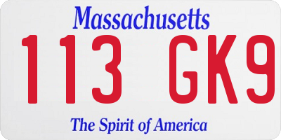 MA license plate 113GK9