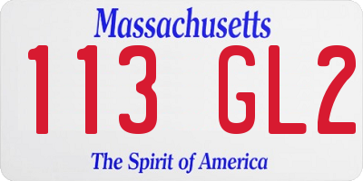 MA license plate 113GL2