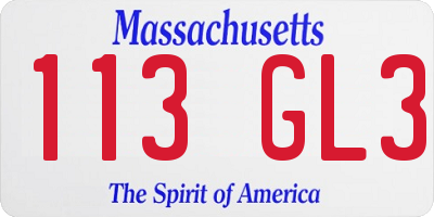 MA license plate 113GL3