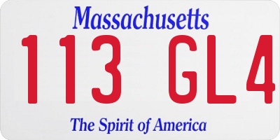 MA license plate 113GL4