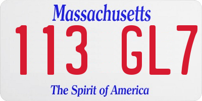 MA license plate 113GL7