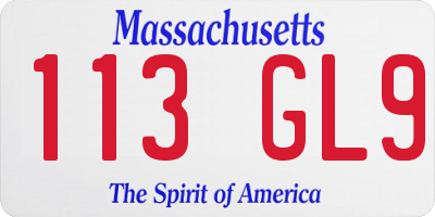 MA license plate 113GL9