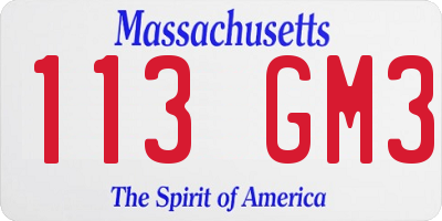 MA license plate 113GM3