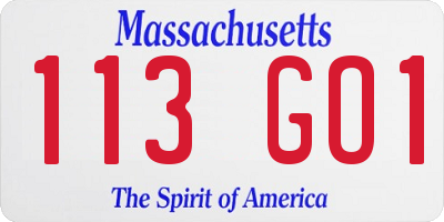 MA license plate 113GO1