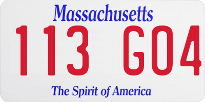 MA license plate 113GO4