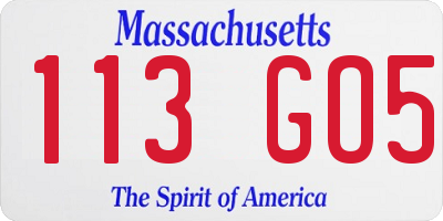 MA license plate 113GO5