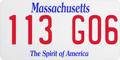 MA license plate 113GO6