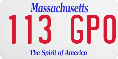 MA license plate 113GP0