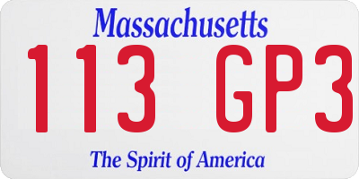 MA license plate 113GP3