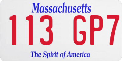 MA license plate 113GP7