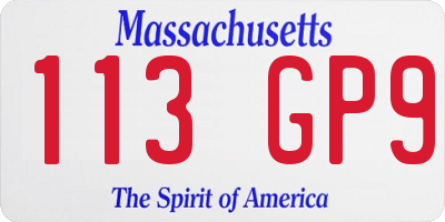 MA license plate 113GP9
