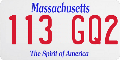 MA license plate 113GQ2