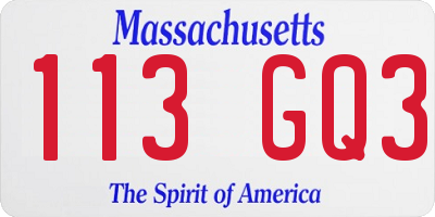 MA license plate 113GQ3