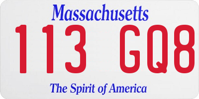 MA license plate 113GQ8