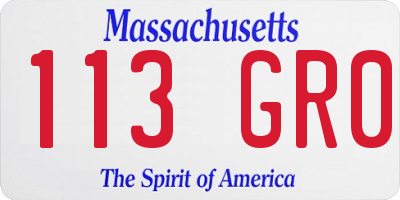 MA license plate 113GR0
