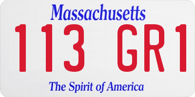 MA license plate 113GR1