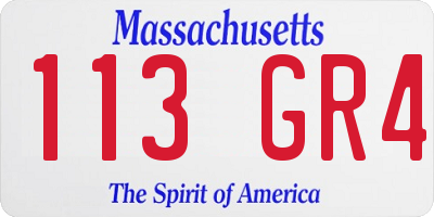 MA license plate 113GR4