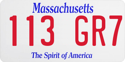 MA license plate 113GR7