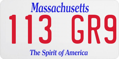 MA license plate 113GR9