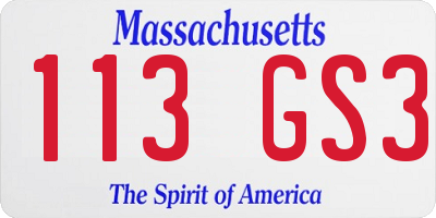 MA license plate 113GS3